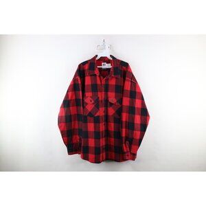 Vintage 90s Big Bill Mens 2XL Heavyweight Flannel Button Shirt Buffalo Plaid USA